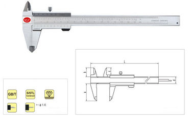 0 mm - 200 mm Bốn-cách thép không gỉ Caliper Với Metric và Inch Scales