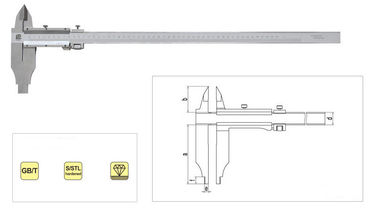 0 mm - 300 mm mở Khối thép không gỉ quay Vernier Caliper Với NIB Phong cách và tiêu chuẩn Jaws